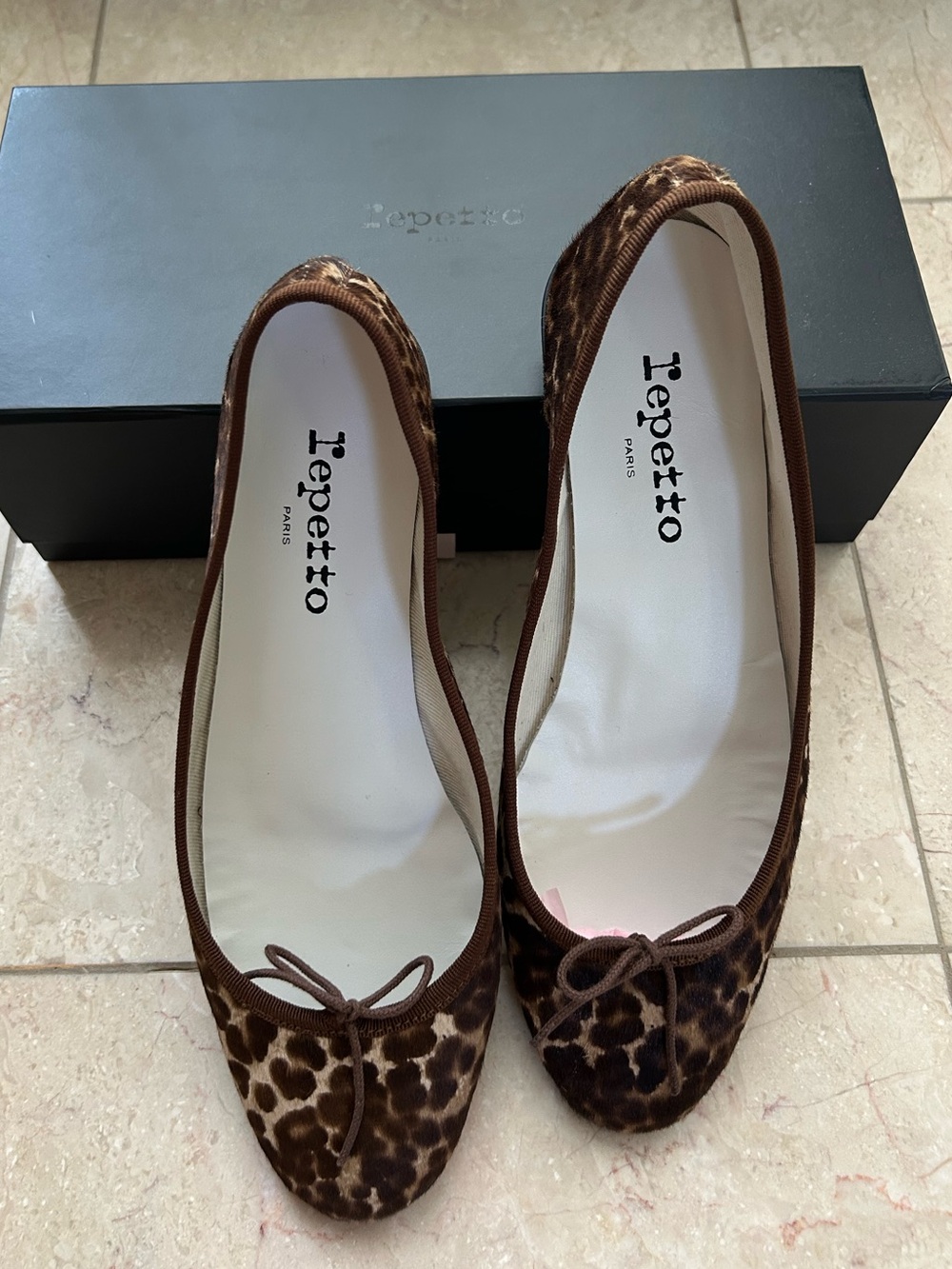 Repetto Cendrillon Leopard Ponyhair Ballet Flats
